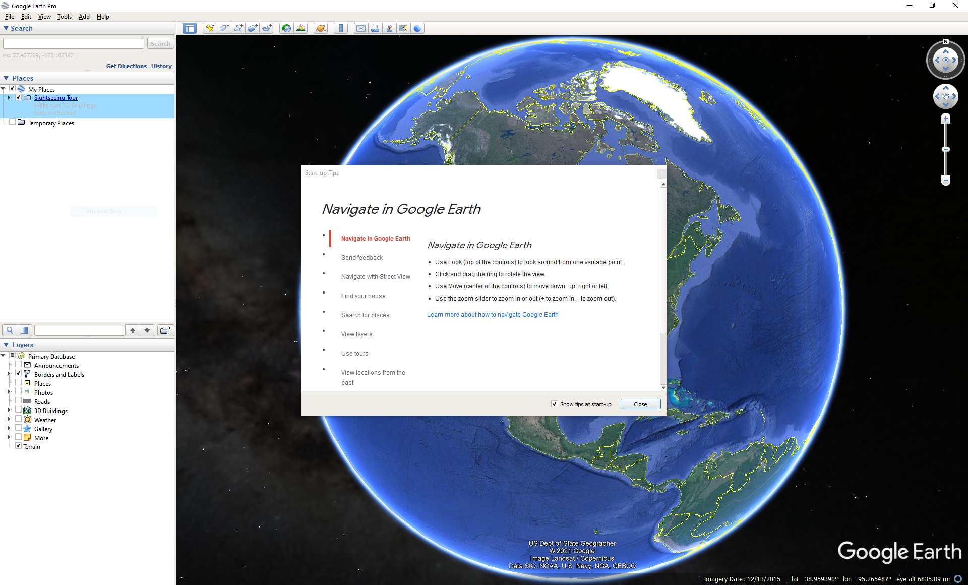 a & b) Google Earth Flight Simulator view showing fly-by of Mont